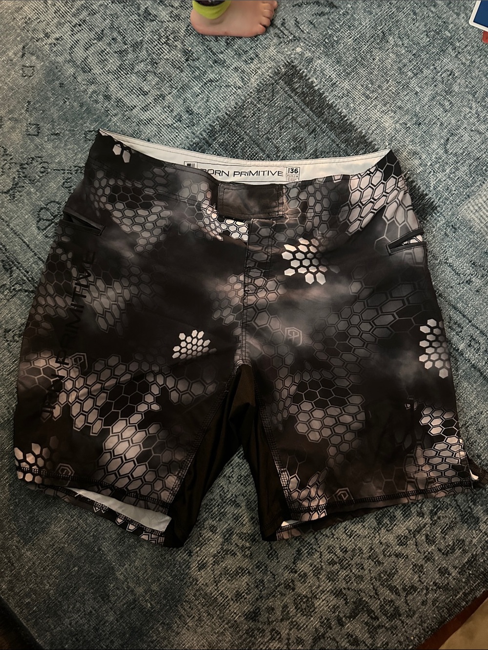 Born Primitive Black & Gray Hex Camo Athletic Shorts